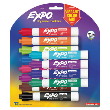 EXPO® Low Odor Dry Erase Vibrant Color Markers, Broad Chisel Tip, Assorted Colors, 12-set freeshipping - TVN Wholesale